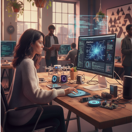 Cloud and data icons symbolizing digital transformation.